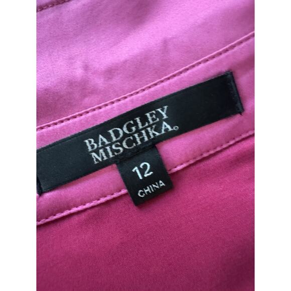 Badgley Mischka Guipur Lace Dress Pink Roll Tab Sleeve Business Casual 12 - Picture 2 of 10